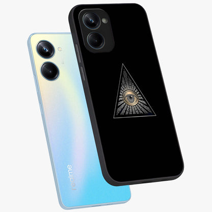 Illuminati Evil Glass Case displayed in angled mockup highlighting dark occult inspired design with bold aesthetic style.