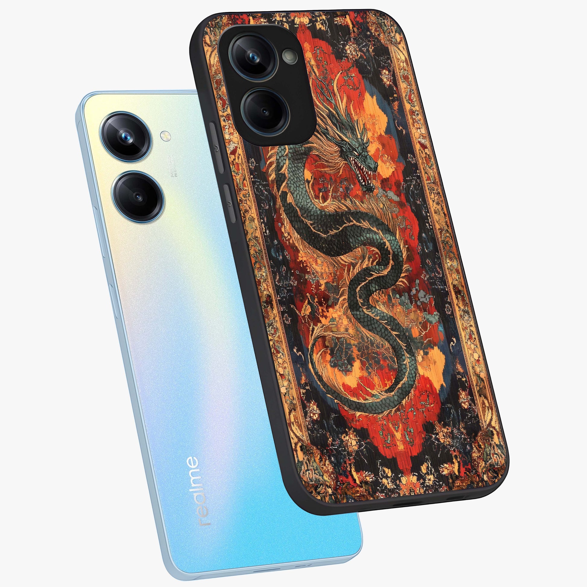 Inferno Dragon Soul Glass Case displayed in angled mockup highlighting powerful dragon illustration with inferno aesthetic.