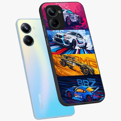 JDM Sports Car Glass Case displayed in angled mockup highlighting sleek Japanese racing car design with automotive aesthetic.