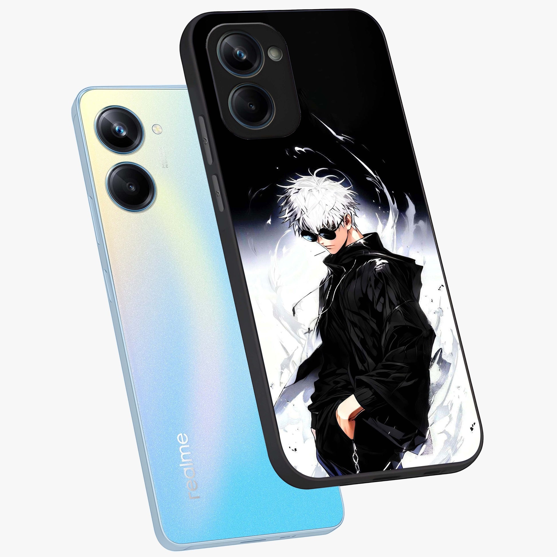 Limitless Shadow King Glass Case displayed in angled mockup highlighting dramatic dark hero design with intense aesthetic.