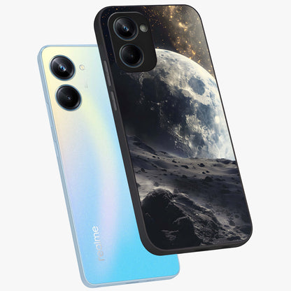 Lunar Horizon Glow Glass Case displayed in angled mockup highlighting celestial moon design with dreamy night aesthetic.