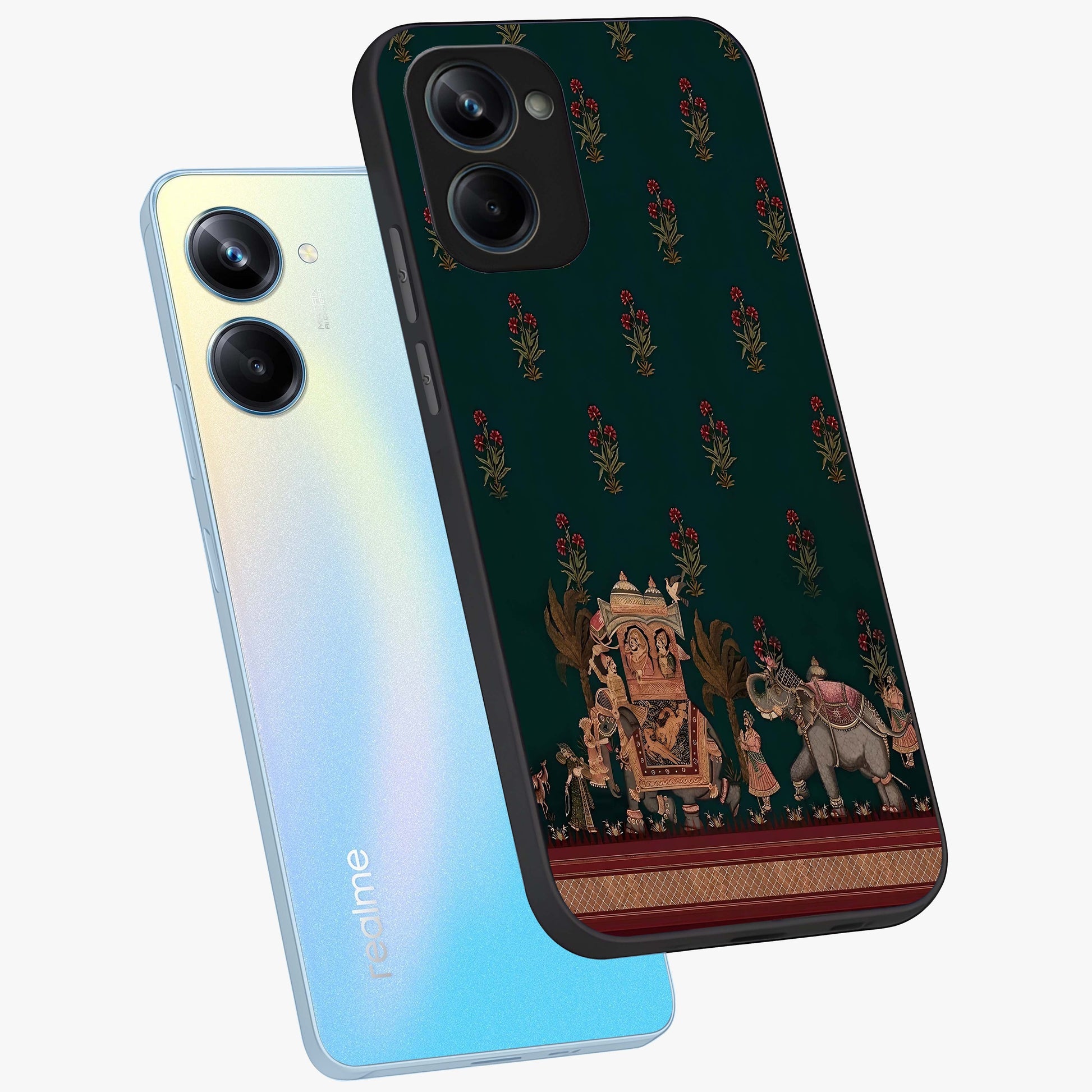 Macmerise Glass Case displayed in angled mockup highlighting trendy graphic design with sleek aesthetic style.