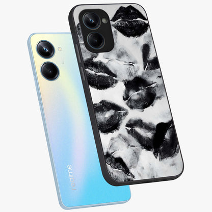 Midnight Kiss Marks Glass Case displayed in angled mockup highlighting playful romantic design with bold midnight aesthetic.