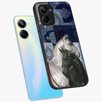Midnight Stallion Blues Glass Case displayed in angled mockup highlighting powerful stallion illustration with deep midnight tones.