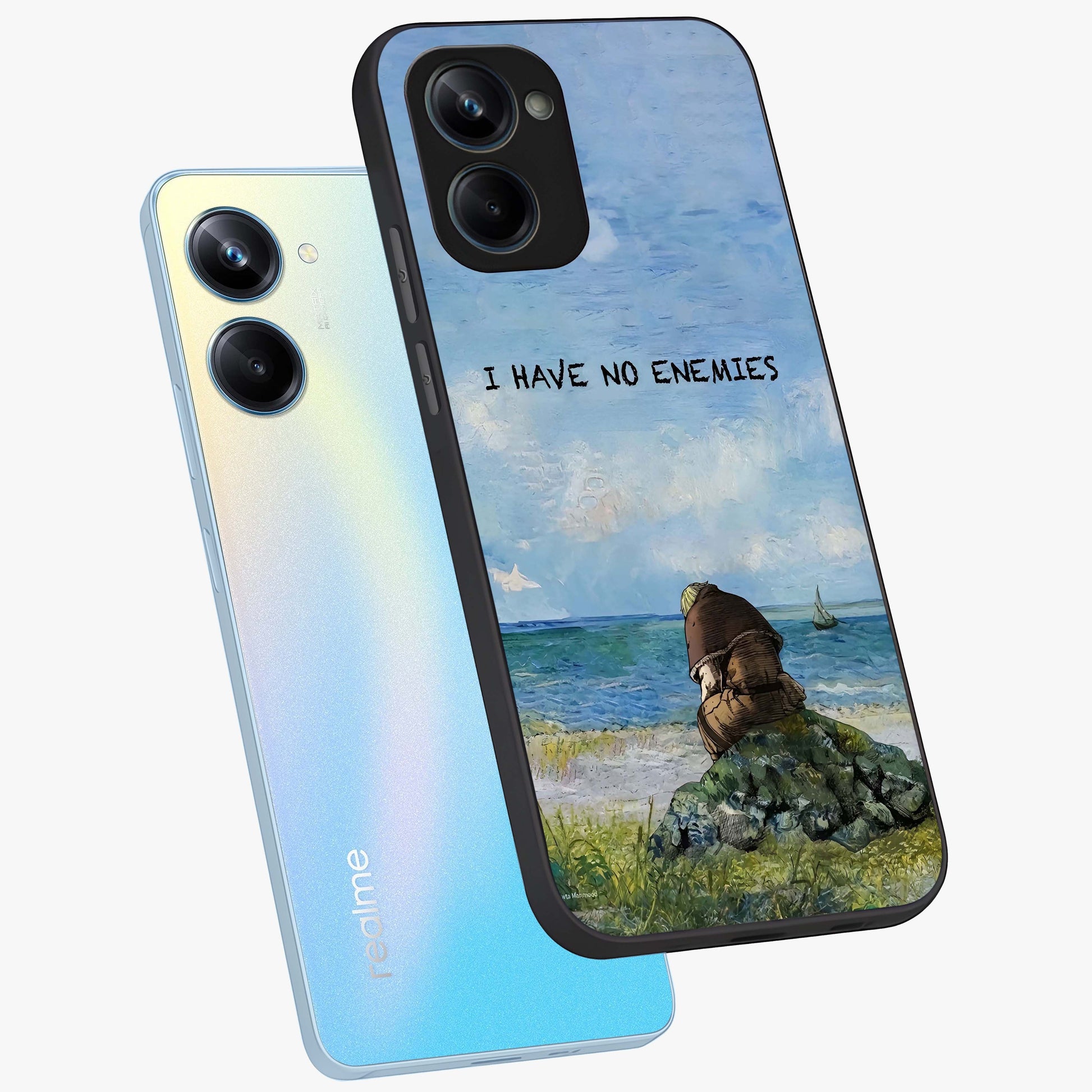 Peace Beyond War Glass Case displayed in angled mockup highlighting meaningful message design with artistic aesthetic style.
