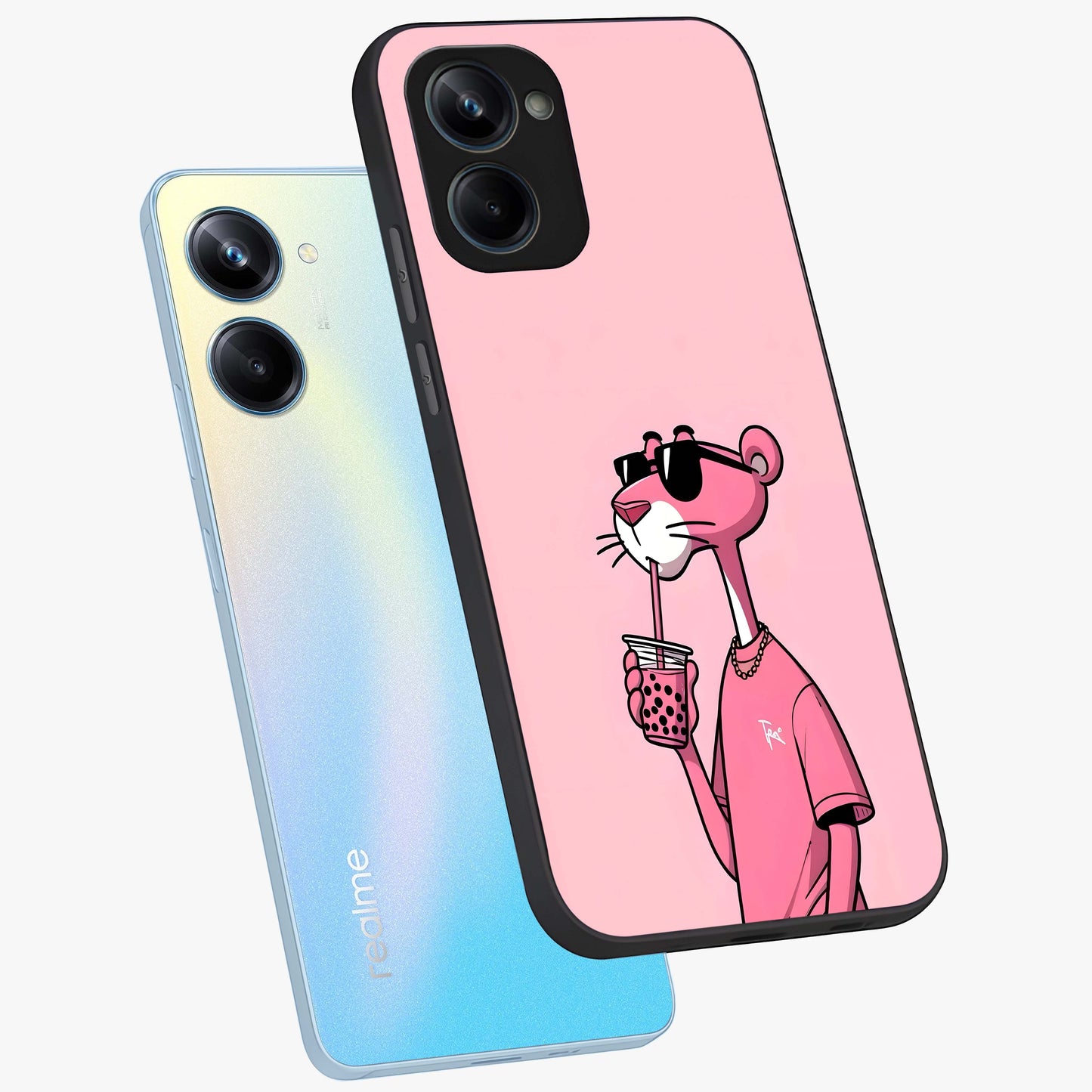 Pink Panther Glass Case displayed in angled mockup highlighting playful cartoon character design with vibrant pink aesthetic.