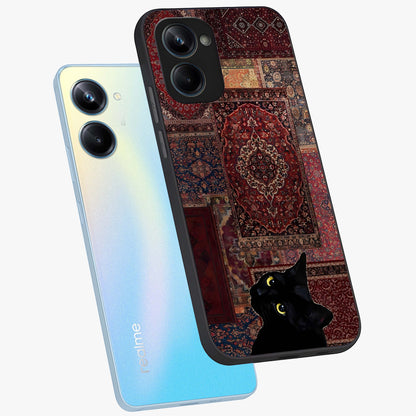 Regal Magic Cat Apple Glass Case displayed in angled mockup highlighting whimsical feline design with fantasy aesthetic.