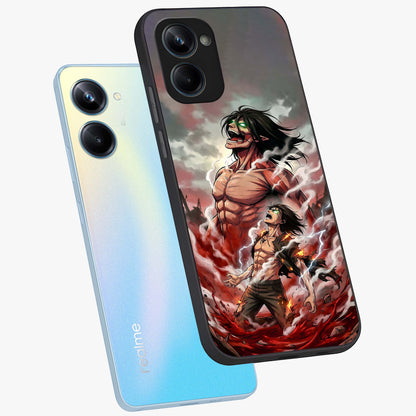 Titan Awakening Fury Glass Case displayed in angled mockup highlighting dramatic giant warrior design with bold anime aesthetic.