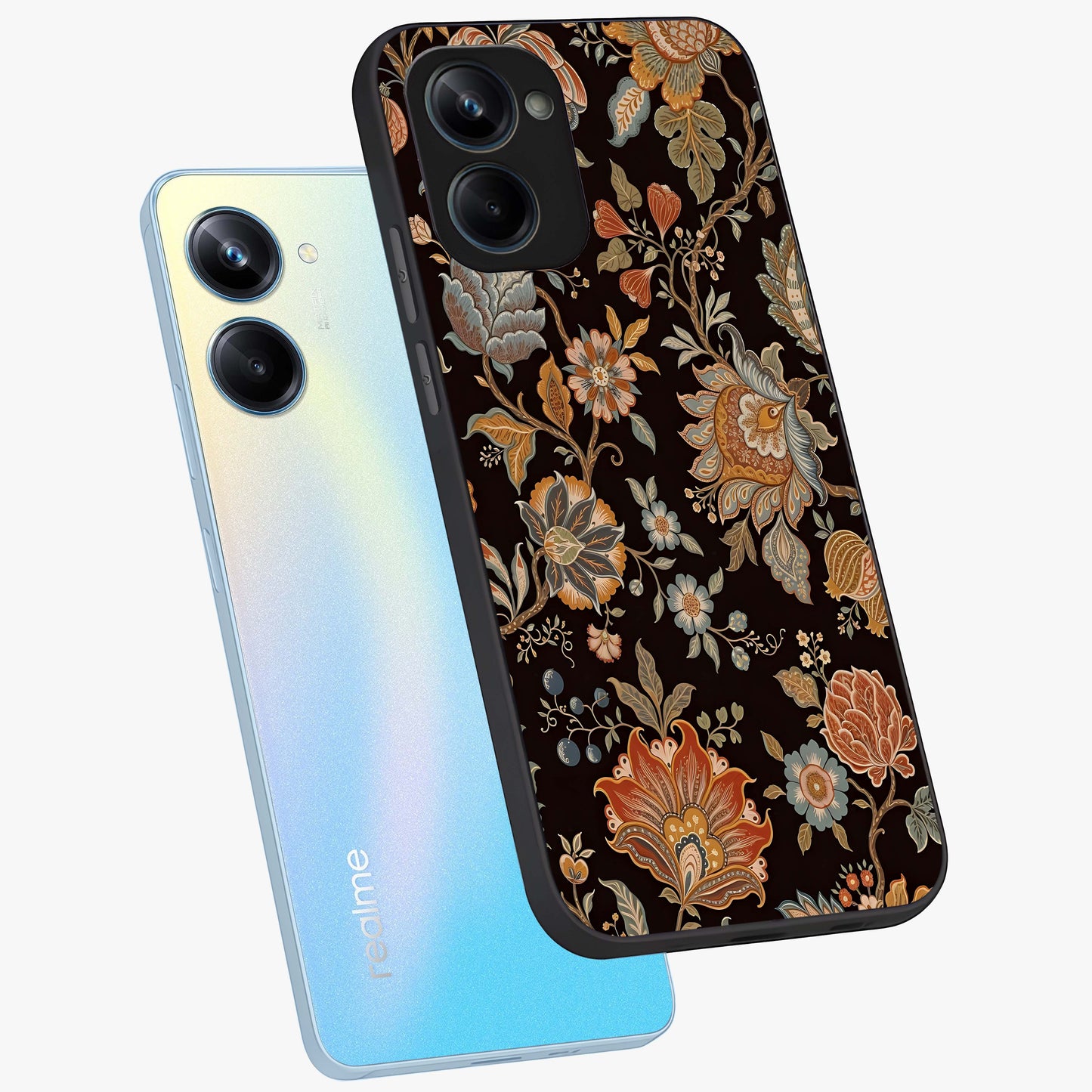 Vintage Floral Dream Glass Case displayed in angled mockup highlighting elegant vintage flower design with soft aesthetic style.