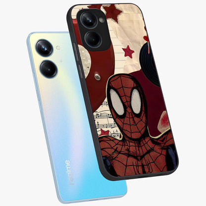 Web Warrior Vibes Glass Case displayed in angled mockup highlighting dynamic web design with comic style aesthetic.