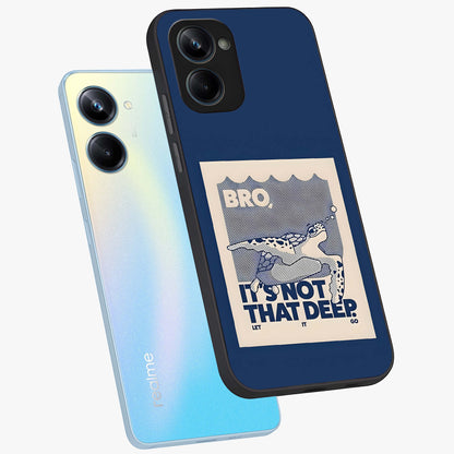 Worry Less Swim Glass Case displayed in angled mockup highlighting fun typography design with relaxed aesthetic style.