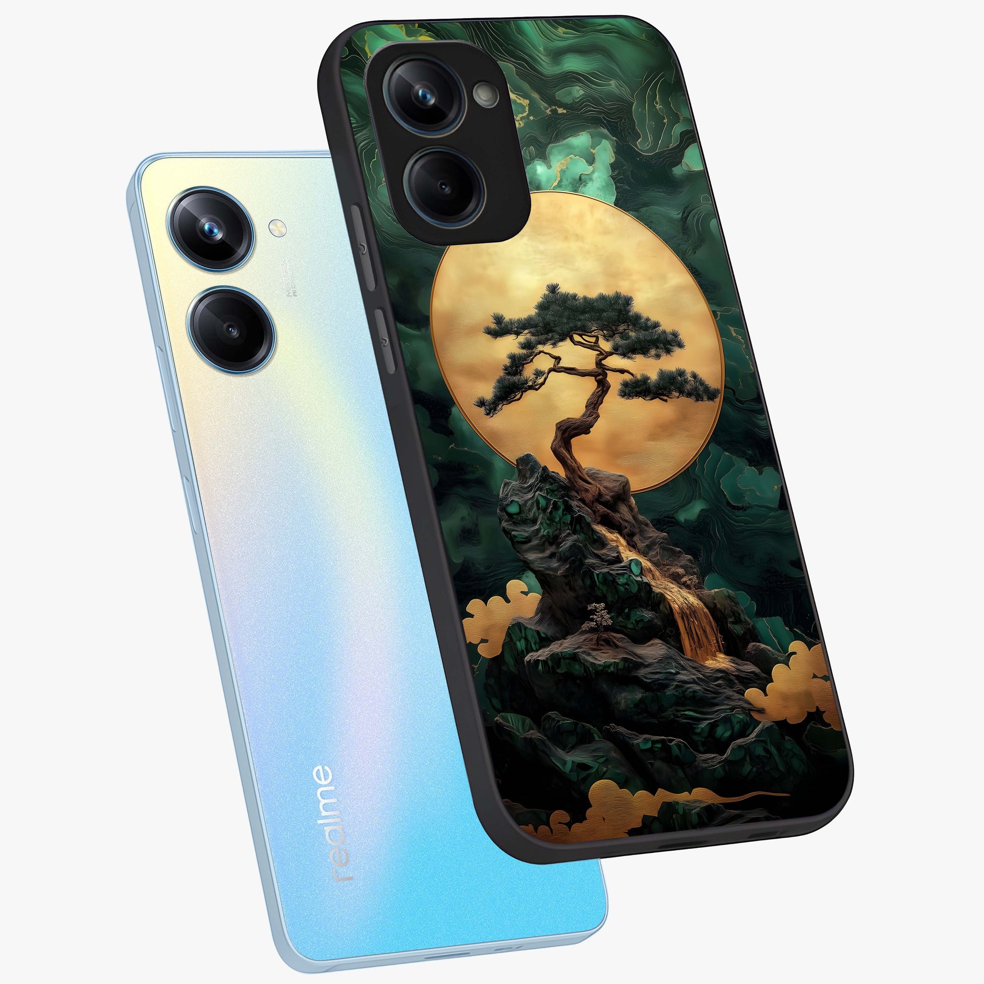 Zen Moon Rise Glass Case displayed in angled mockup highlighting peaceful lunar design with zen aesthetic style.