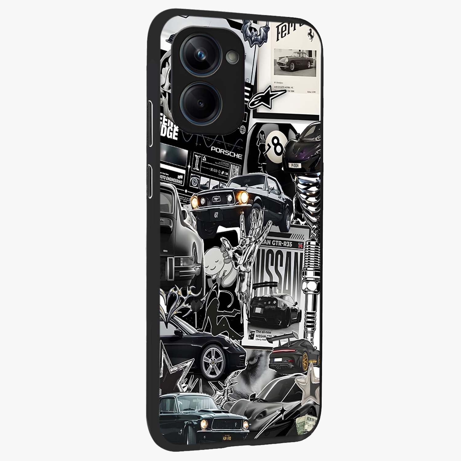 Aesthetic Dark Love Glass Case upright view showcasing dramatic romantic artwork with modern aesthetic style.
