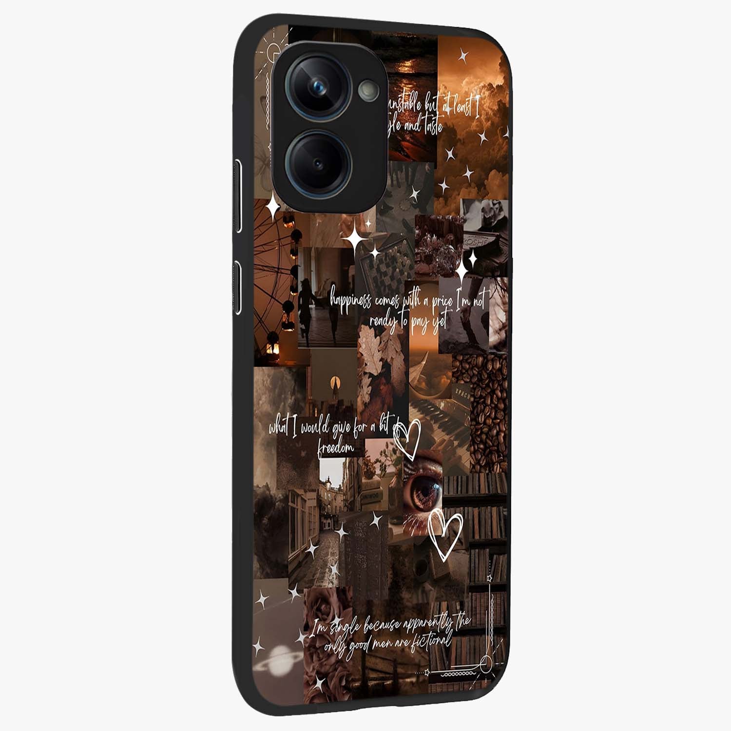 Bittersweet Aesthetic Chaos Glass Case upright view showcasing bold artistic chaos design with modern aesthetic style.