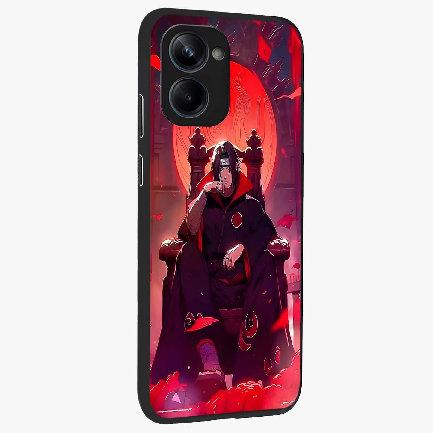 Blood Moon Sovereign Glass Case upright view showcasing powerful moon inspired artwork with cosmic aesthetic style.