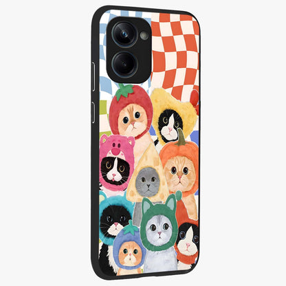 Cats in Fruits Glass Case upright view showcasing charming cat artwork with fun fruity theme.