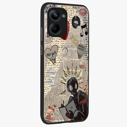 City Dream Sketch Glass Case upright view showcasing urban skyline artwork with stylish hand drawn design.
