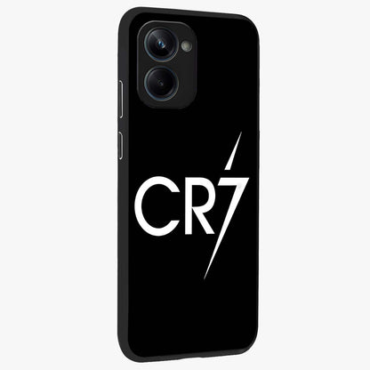 Cr7 Elite Strike Glass Case upright view showcasing energetic football inspired design with modern sports aesthetic.
