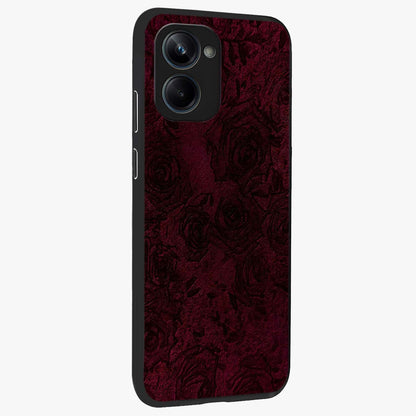 Crimson Fade Flow Glass Case upright view showcasing dynamic crimson flow artwork with stylish abstract theme.