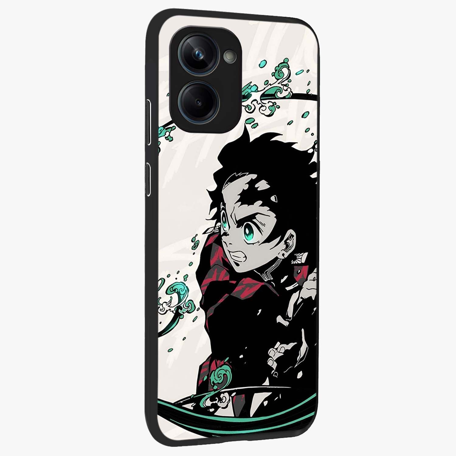 Demon Slayer Glass Case upright view showcasing powerful anime artwork with intense warrior theme.