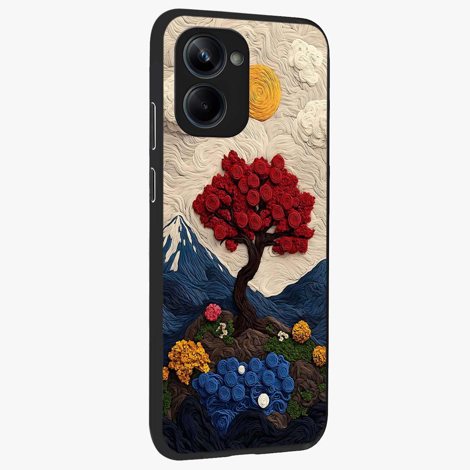 Eternal Nature Tapestry Glass Case upright view showcasing elegant nature tapestry design with decorative style.