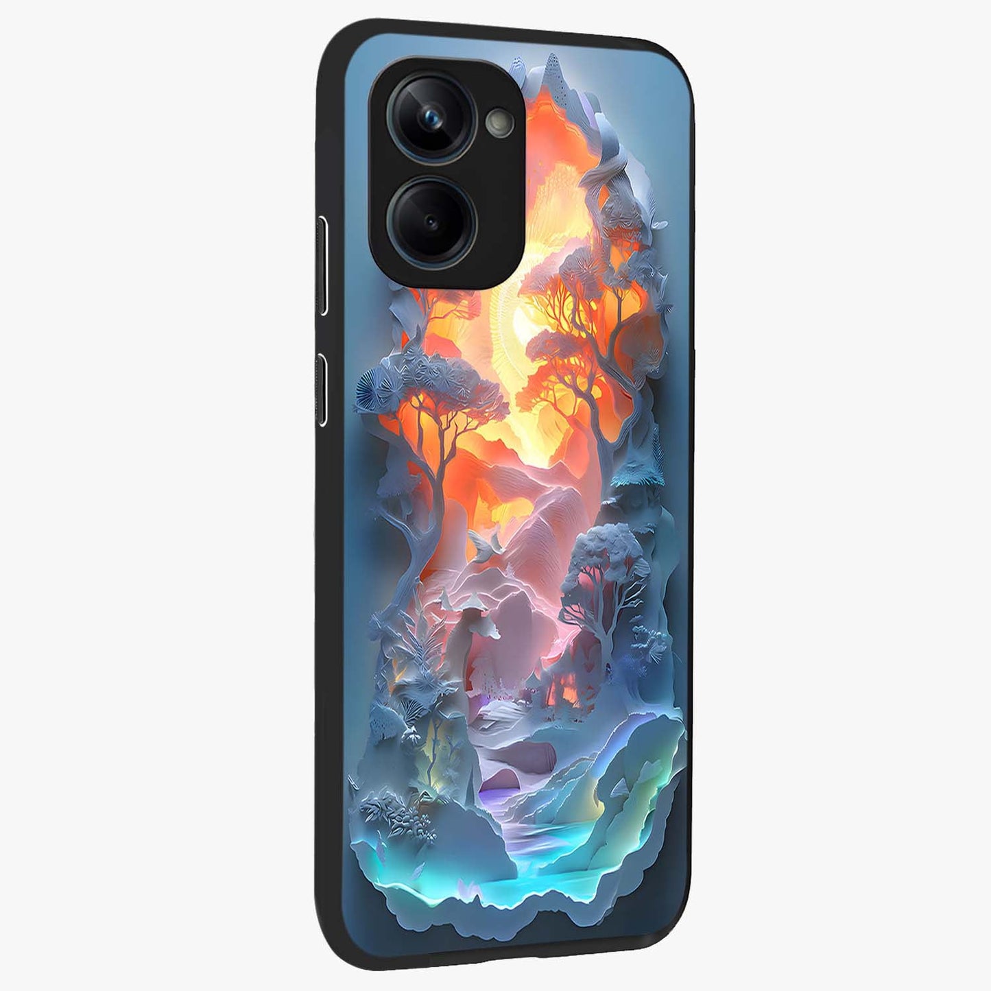 Glow Forest Portal Glass Case upright view showcasing enchanted forest portal artwork with fantasy nature theme.