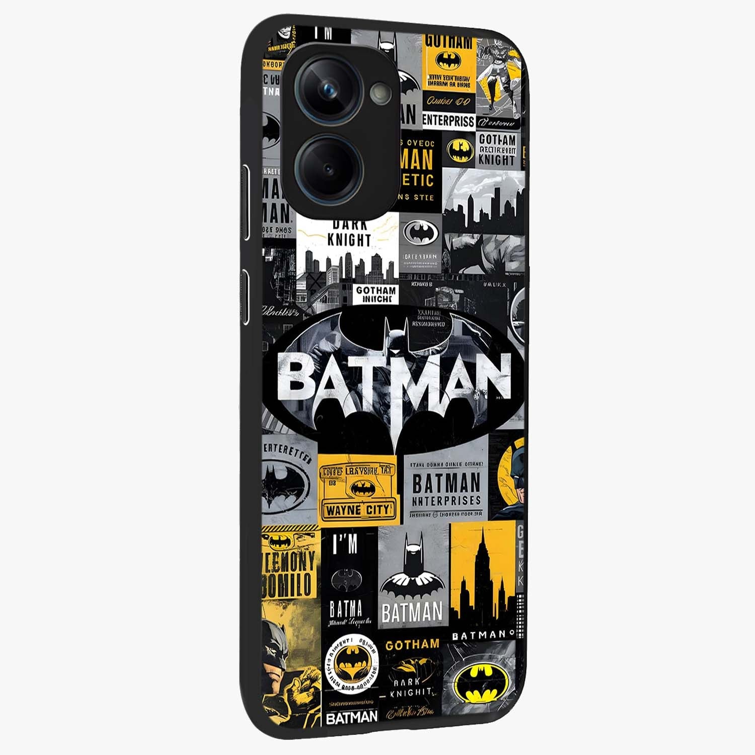 Knight Gotham Rise Glass Case upright view showcasing bold vigilante themed artwork with gothic city vibe.