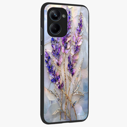 Lavender Dream Glow Glass Case upright view showcasing radiant lavender glow artwork with calming dreamy theme.