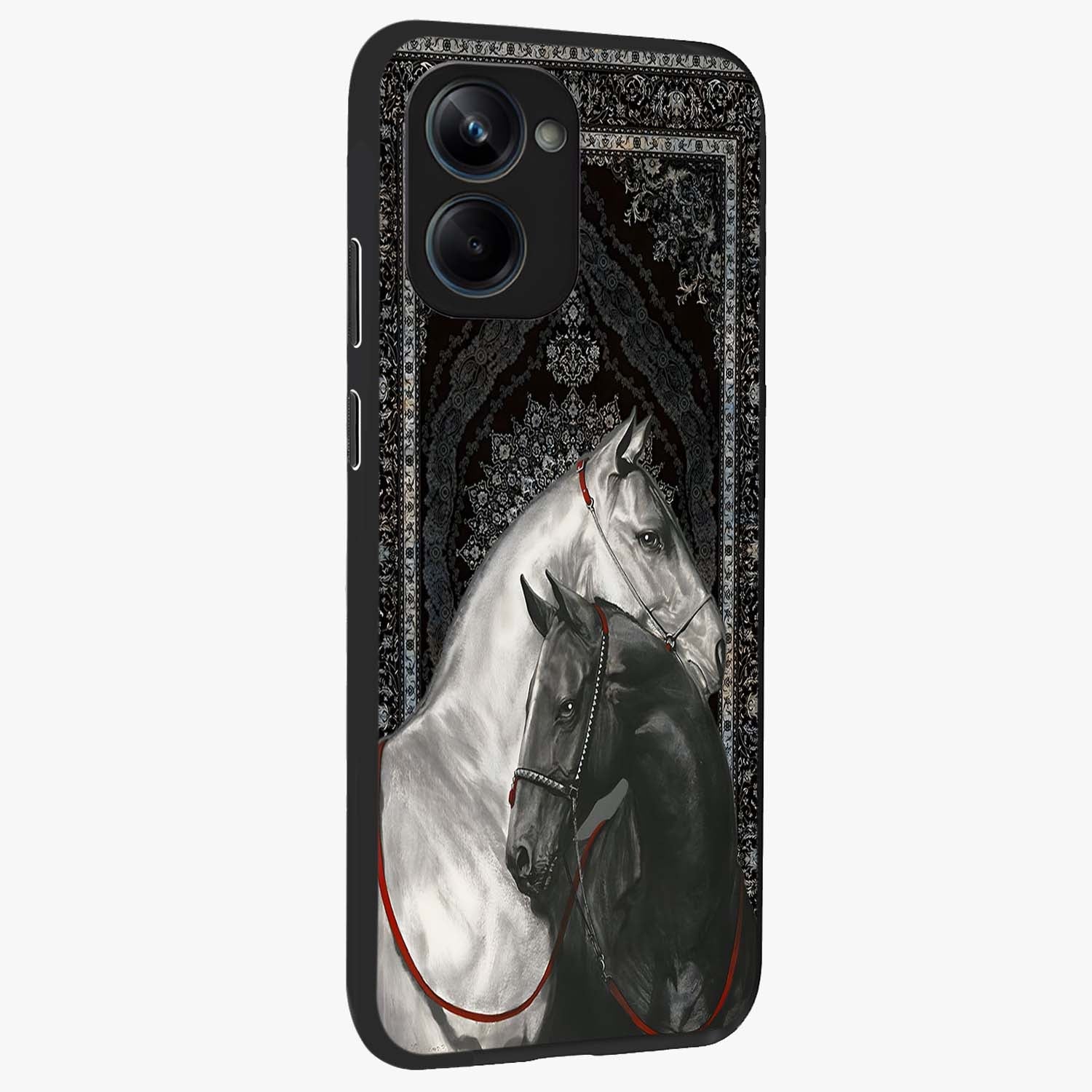 Majestic Ride Legacy Glass Case upright view showcasing dynamic ride inspired artwork with modern automotive theme.