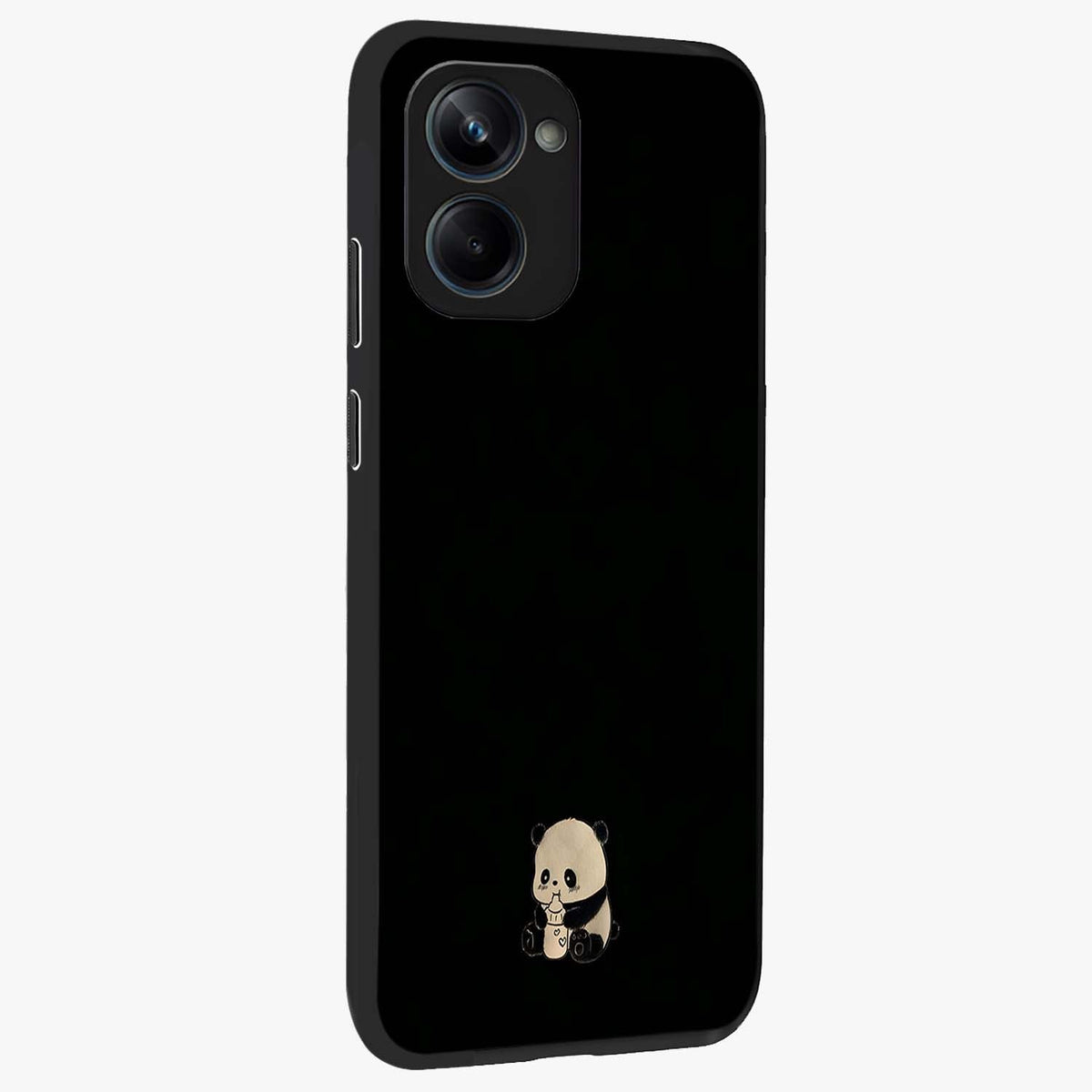 Midnight Panda Love Glass Case upright view showcasing charming panda artwork with playful romantic theme.