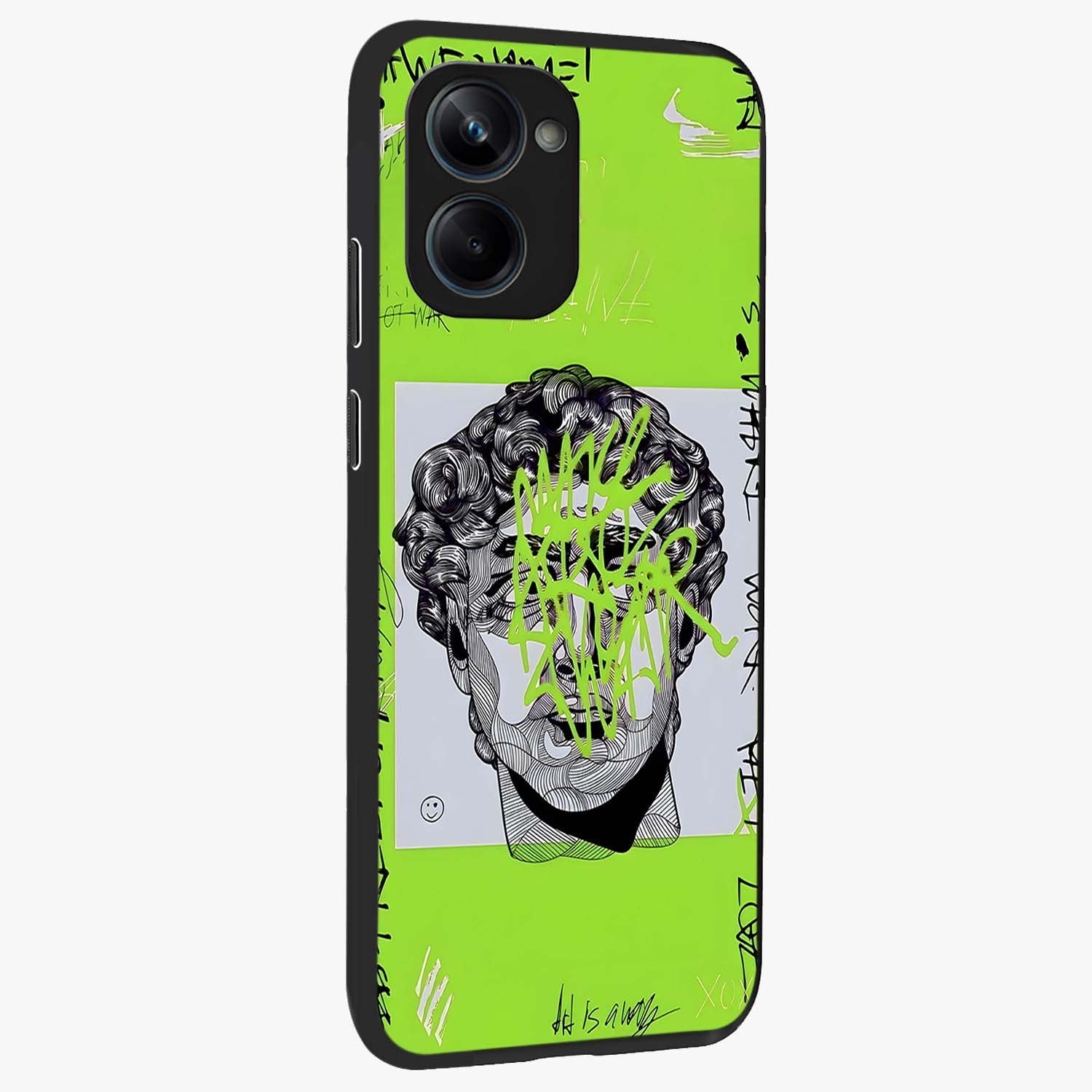 Neo Graffiti Rebellion Glass Case upright view showcasing colorful graffiti artwork with bold modern street style.