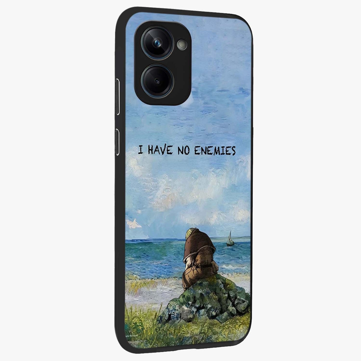 Peace Beyond War Glass Case upright view showcasing powerful peace symbol artwork with inspirational theme.