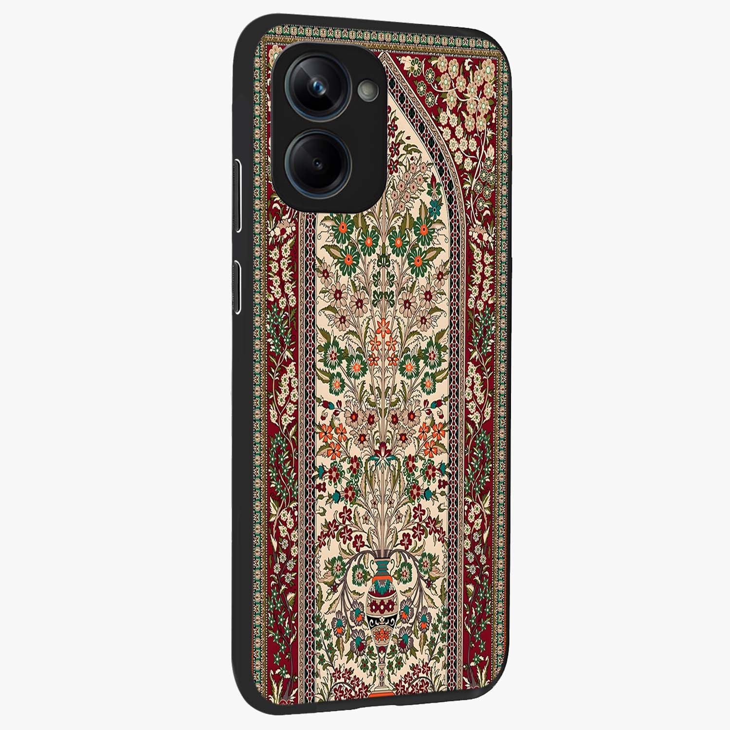 Persian Inspired Glass Case upright view showcasing decorative Persian artwork with rich heritage theme.