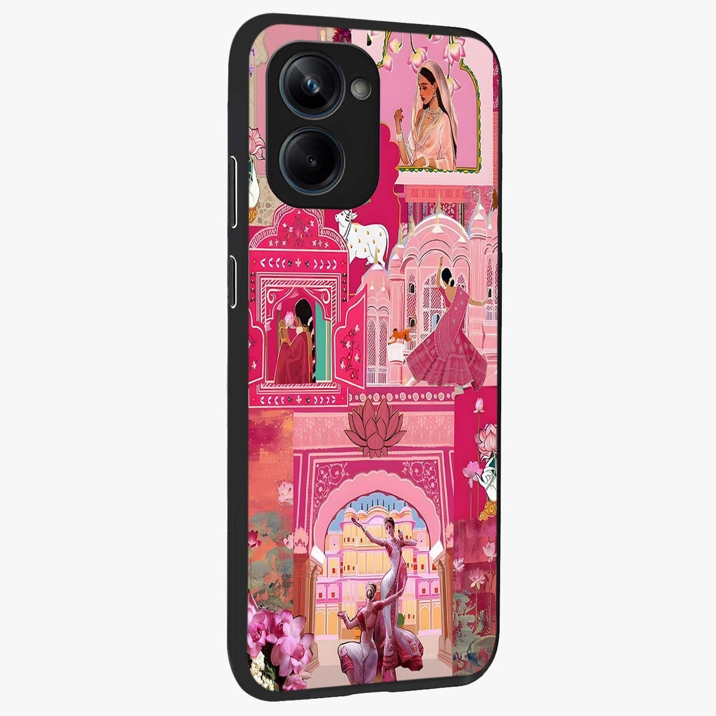 Pink Palace Muse Glass Case upright view showcasing artistic palace artwork with graceful royal theme.