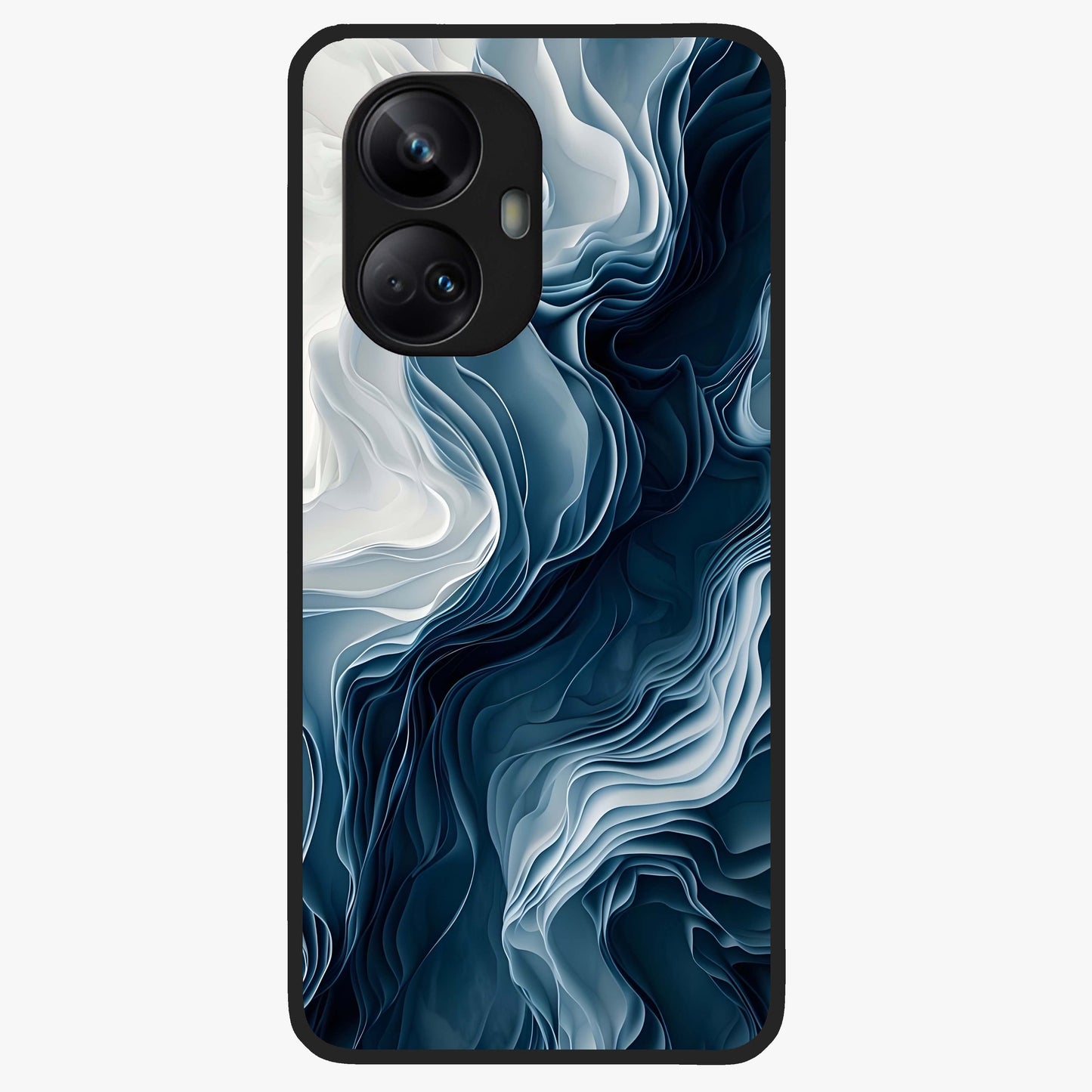 Ethereal Paper Marble Glass Case showing flat back view with soft marble paper texture artwork and glossy glass finish.