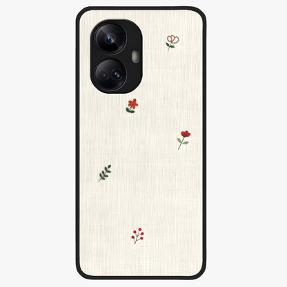 Minimal Petal Whispers Glass Case showing flat back view with soft minimal floral artwork and glossy glass finish.
