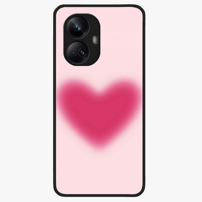 Pink Aura Heart Glass Case showing flat back view with glowing heart artwork and glossy glass finish.