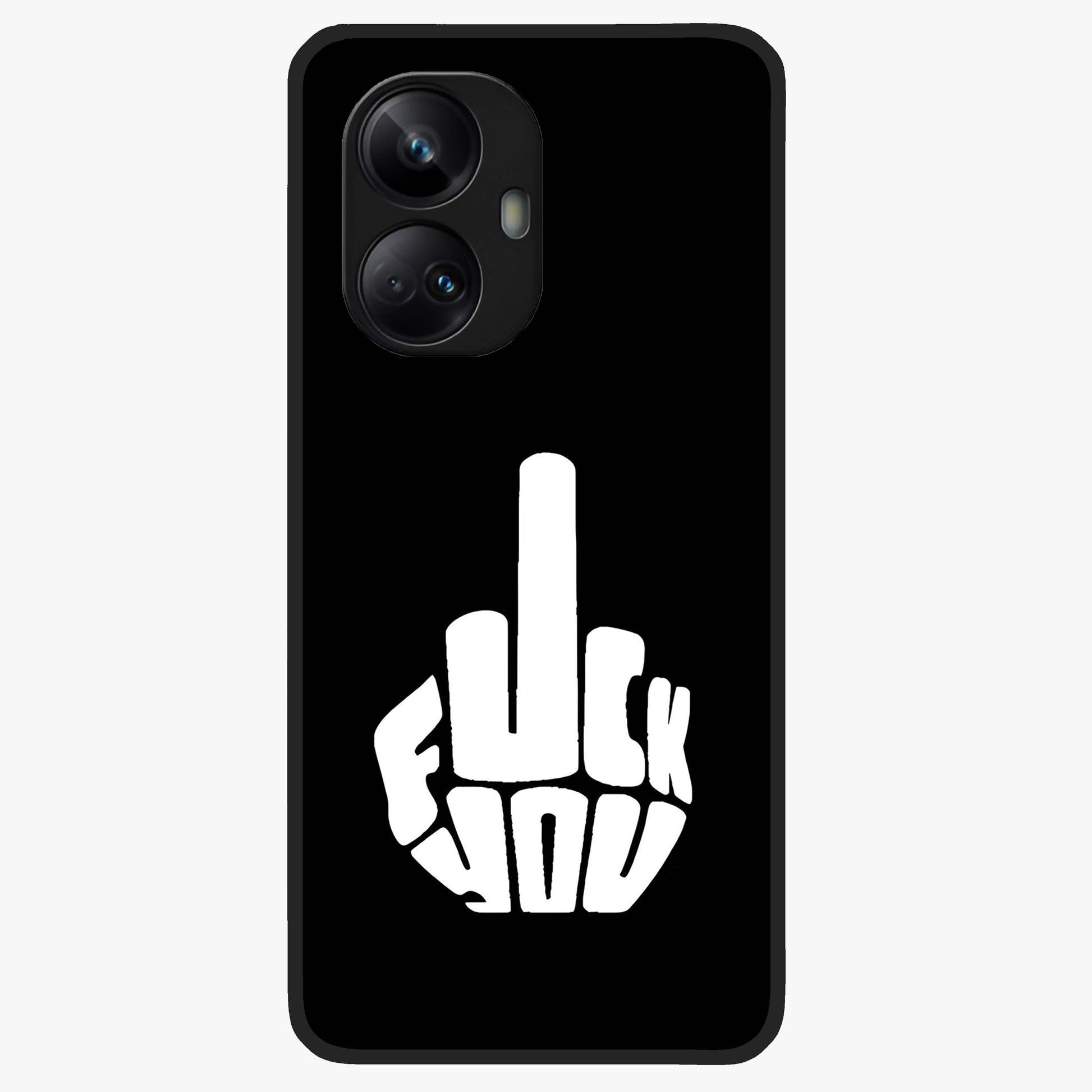 Rebel Mode On Glass Case showing flat back view with bold rebellious typography artwork and glossy glass finish.