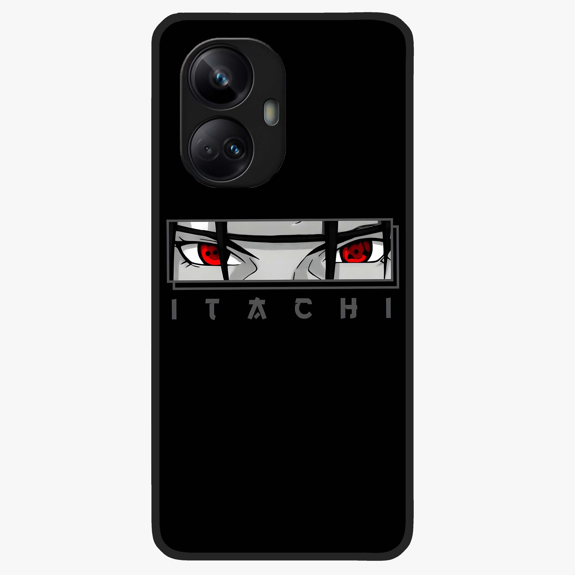 Scarlet Gaze Dominance Glass Case showing flat back view with striking red themed artwork and glossy glass finish.