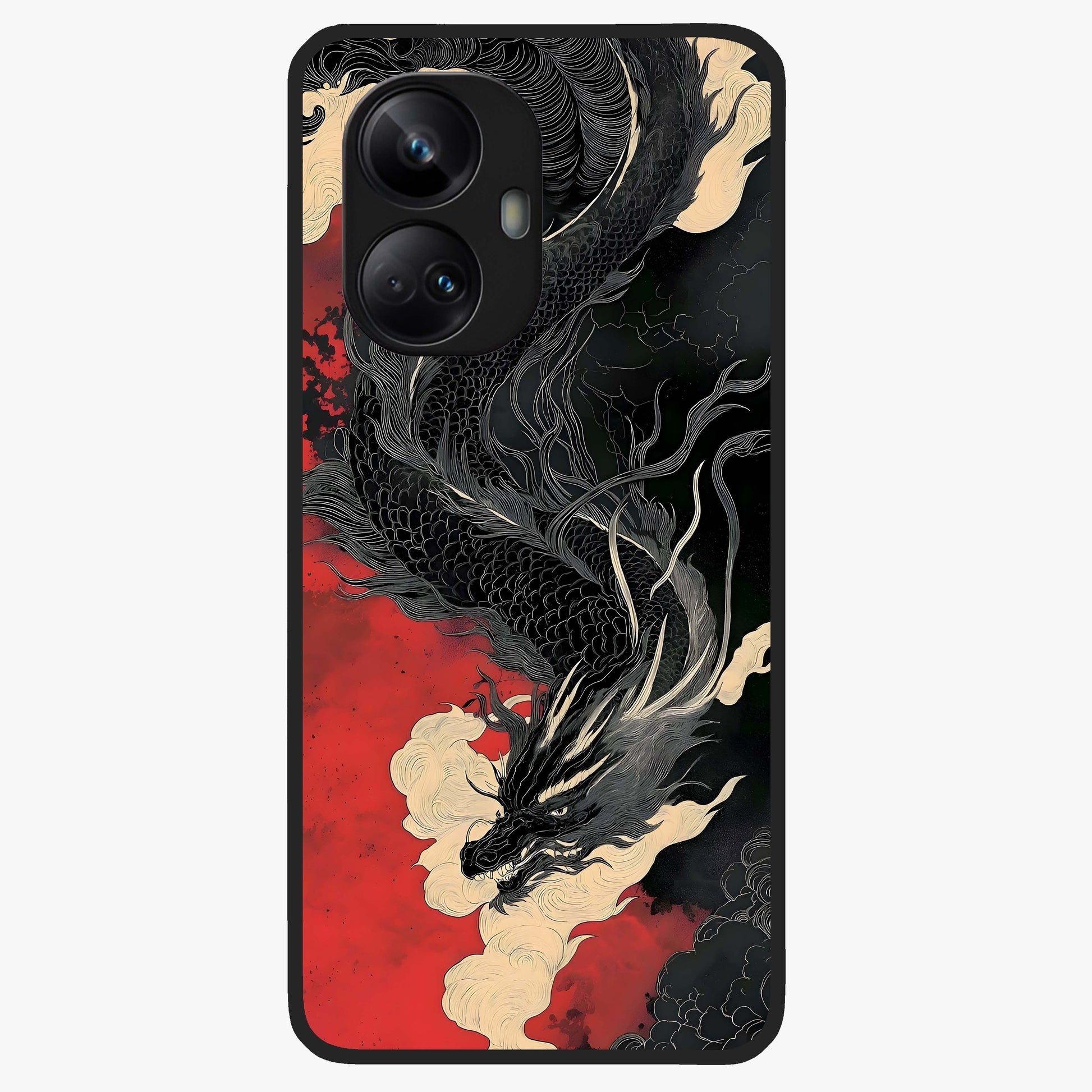 Shadow Dragon Fury Glass Case showing flat back view with fierce dragon artwork and glossy glass finish.