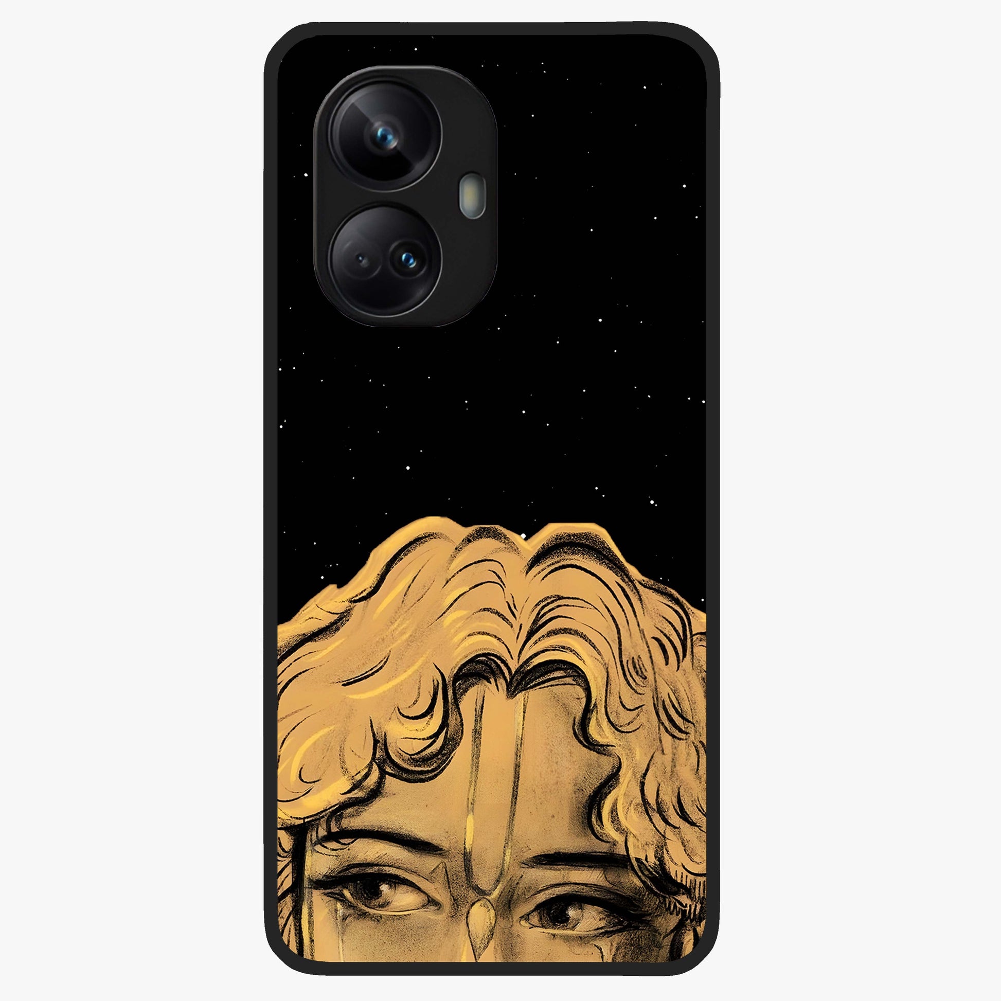 Shri Krishna Art Glass Case showing flat back view with devotional Krishna artwork and glossy glass finish.