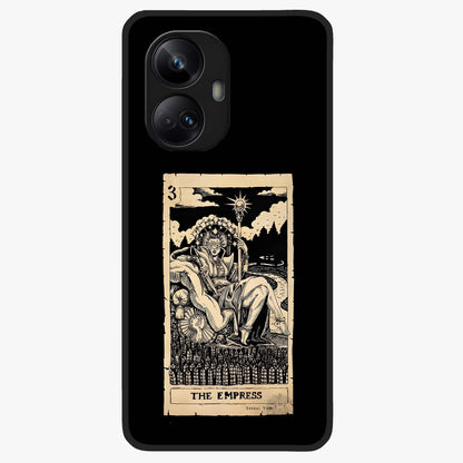The Empress Glass Case showing flat back view with regal feminine artwork and glossy glass finish.
