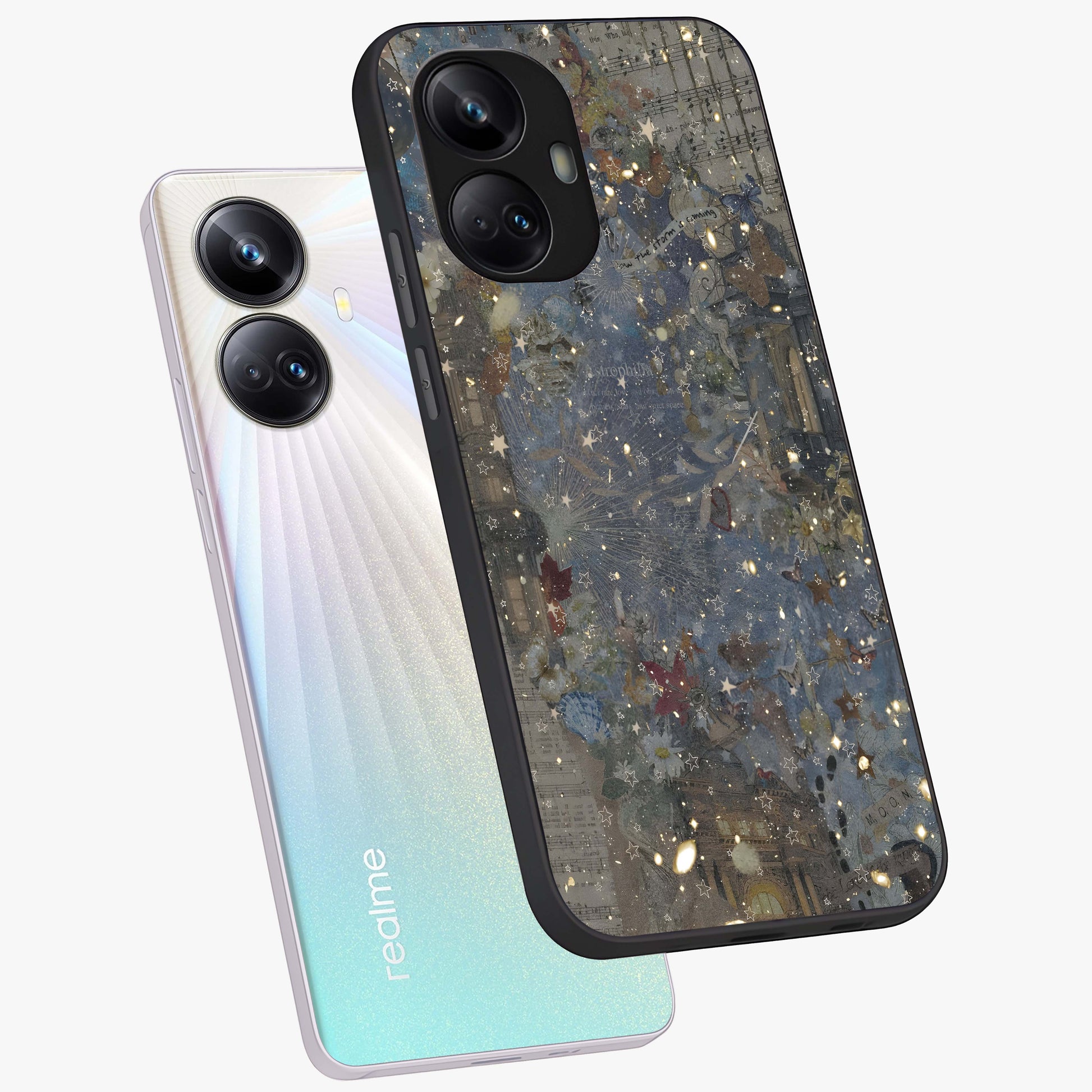Aesthetic Astrolophia Glass Case displayed in angled mockup highlighting artistic aesthetic elements and smooth glass surface.