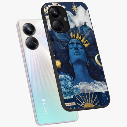 Aesthetic Lord Shiva Glass Case displayed in angled mockup highlighting spiritual Shiva illustration and sacred aesthetic design.