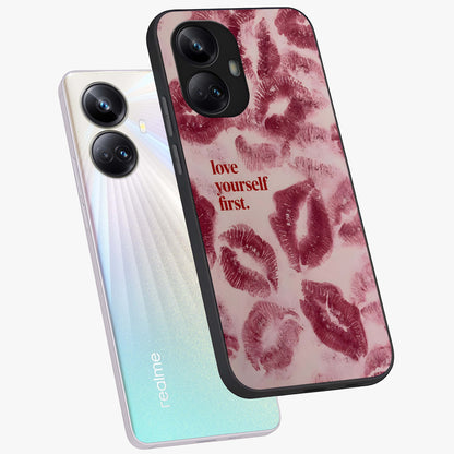 Crimson Kiss Love Glass Case displayed in angled mockup highlighting bold love inspired design with modern aesthetic style.