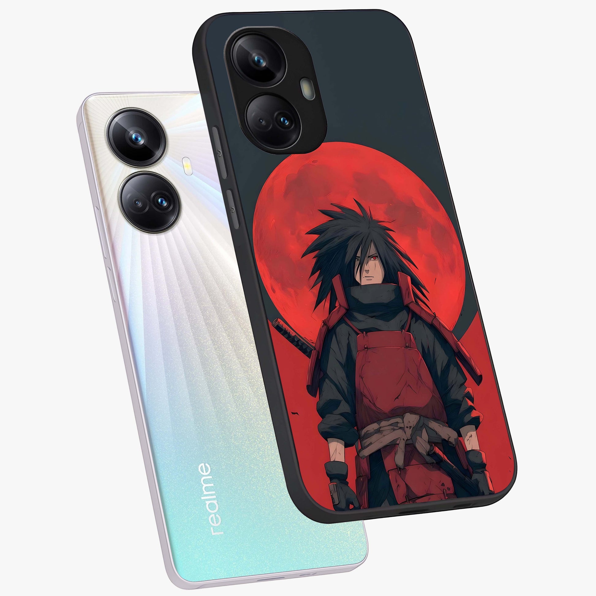 Crimson Moon Warlord Glass Case displayed in angled mockup highlighting dramatic crimson moon design with fantasy aesthetic.