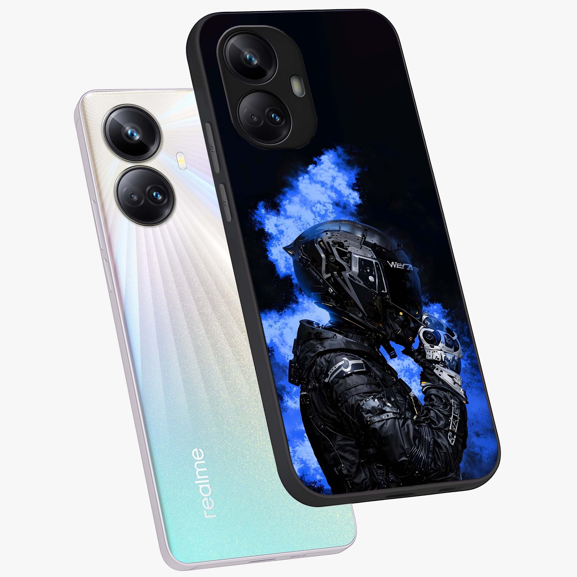 Cyber Sentinel Protocol Glass Case displayed in angled mockup highlighting digital cyber design with sci-fi aesthetic style.