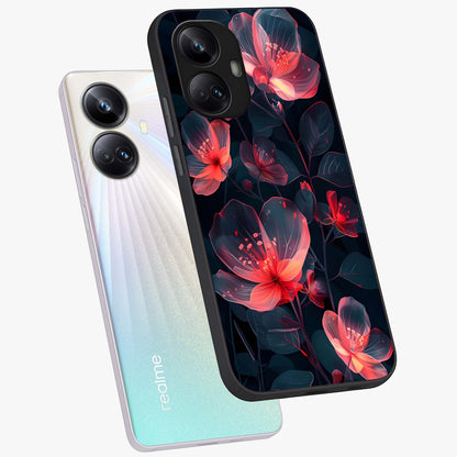 Dark Shade of Flower Glass Case displayed in angled mockup highlighting moody floral illustration with aesthetic dark tones.