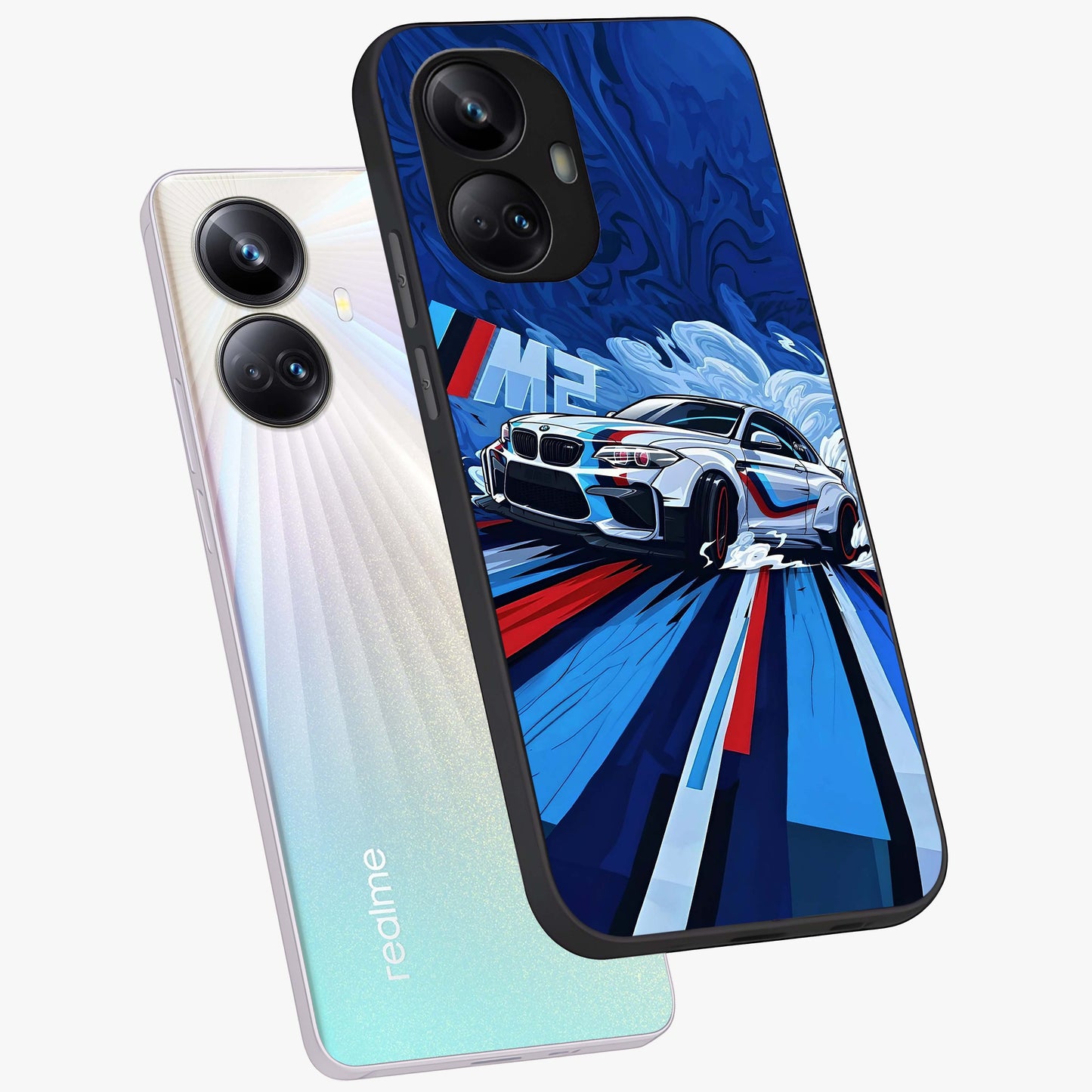 Drift Power Rush Glass Case displayed in angled mockup highlighting powerful drift car design with sporty aesthetic style.