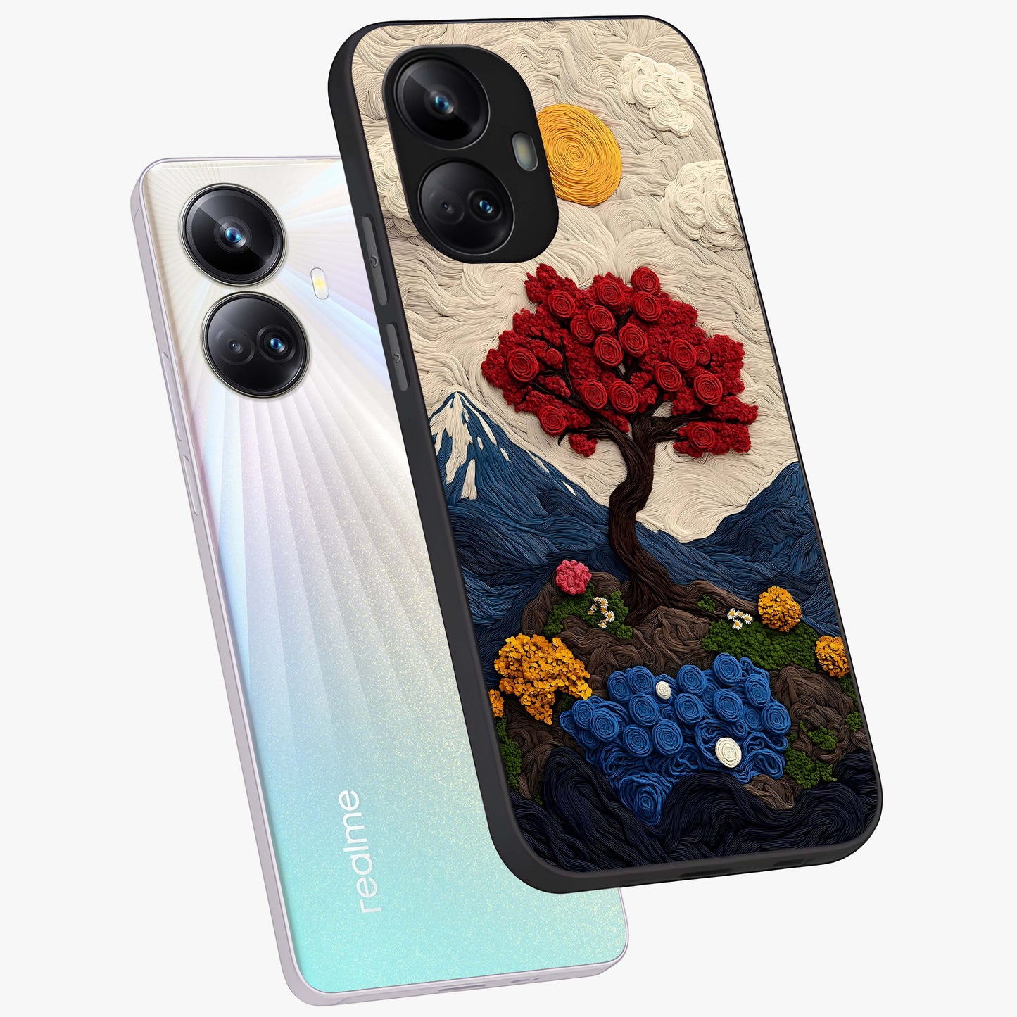 Eternal Nature Tapestry Glass Case displayed in angled mockup highlighting detailed botanical pattern with artistic aesthetic.